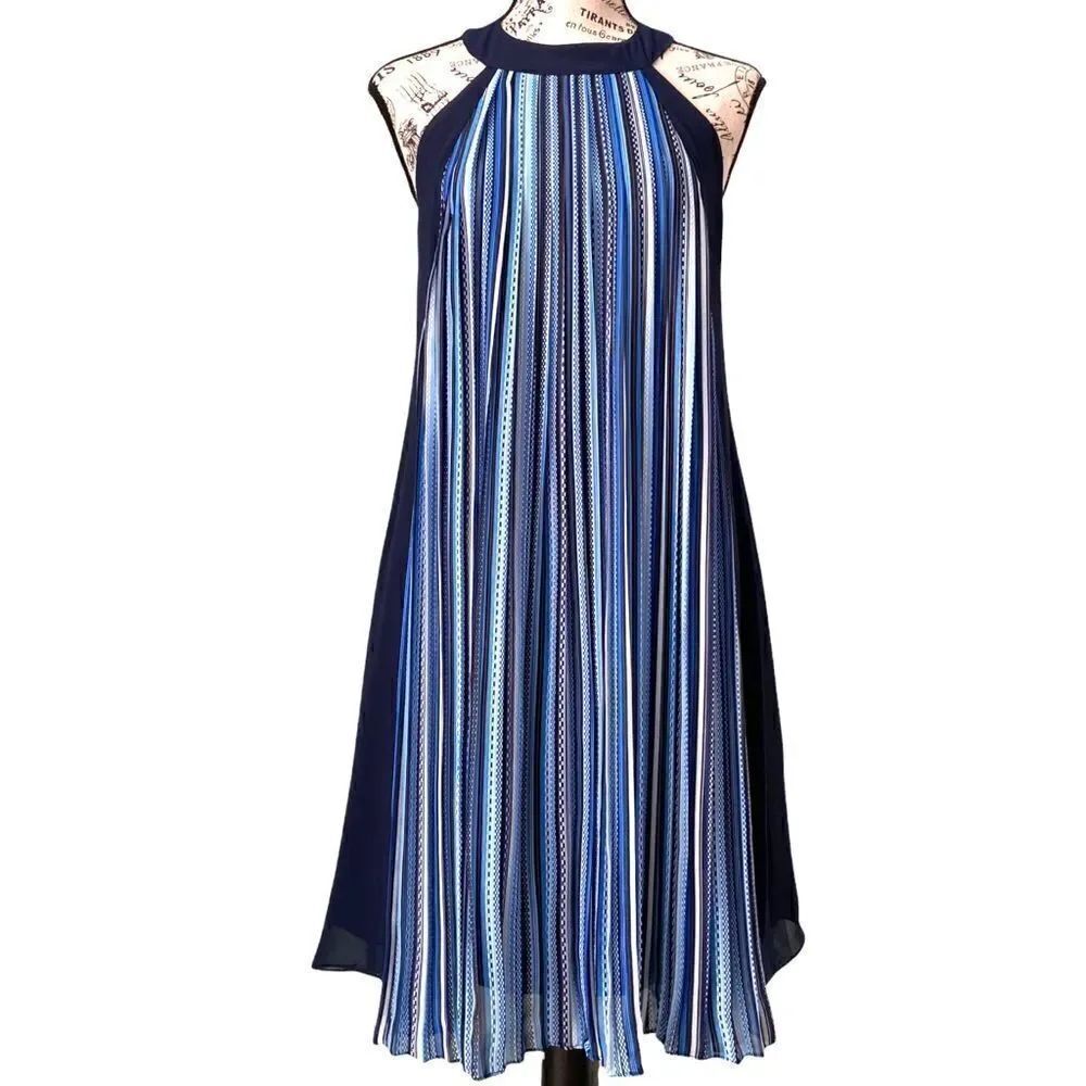 Catherine Malandrino Blue Striped Flowy  Halter Tunic Dress in Size Small